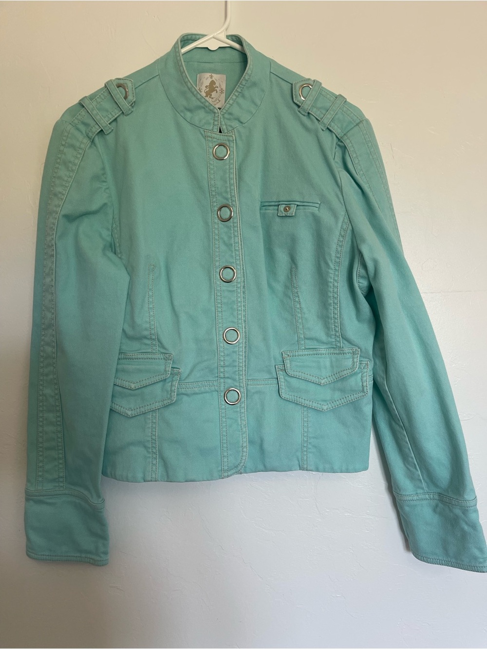 Women's Aqua Utility Jacket with Grommet Front